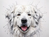 Abstract Great Pyrenees Fluffy Sketch Art Print