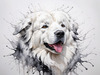 Abstract Great Pyrenees Fluffy Sketch Art Print