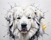 Abstract Great Pyrenees Fluffy Sketch Art Print