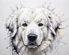 Abstract Great Pyrenees Fluffy Sketch Art Print