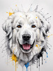 Abstract Great Pyrenees Fluffy Sketch Art Print
