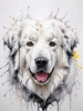 Abstract Great Pyrenees Fluffy Sketch Art Print