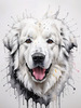 Abstract Great Pyrenees Fluffy Sketch Art Print