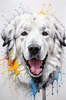 Abstract Great Pyrenees Fluffy Sketch Art Print