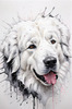Abstract Great Pyrenees Fluffy Sketch Art Print