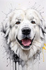 Abstract Great Pyrenees Fluffy Sketch Art Print