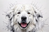 Abstract Great Pyrenees Fluffy Sketch Art Print
