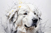 Abstract Great Pyrenees Fluffy Sketch Art Print