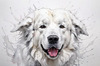 Abstract Great Pyrenees Fluffy Sketch Art Print