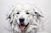 Abstract Great Pyrenees Fluffy Sketch Art Print