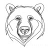 Minimalist Line Art Reflecting Grizzly Bear's Shoulder and Muzzle