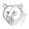 Minimalist Line Art Reflecting Grizzly Bear's Shoulder and Muzzle