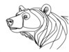 Minimalist Line Art Reflecting Grizzly Bear's Shoulder and Muzzle