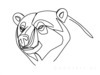 Minimalist Line Art Reflecting Grizzly Bear's Shoulder and Muzzle