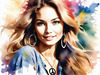 Printable Art of a Hippie Girl with Tie-Dye Clothing and Peace Necklace in a Meadow