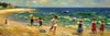 Impressionistic Painting of Children Playing by the Sea