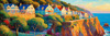Impressionistic Art Print of Coastal Town with Cliffside Homes Overlooking the Sea