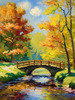 Impressionistic Art Print of Countryside Landscape with Bridge Over Stream