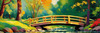 Impressionistic Art Print of Countryside Landscape with Bridge Over Stream