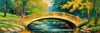 Impressionistic Art Print of Countryside Landscape with Bridge Over Stream