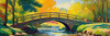Impressionistic Art Print of Countryside Landscape with Bridge Over Stream