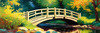 Impressionistic Art Print of Countryside Landscape with Bridge Over Stream