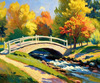 Impressionistic Art Print of Countryside Landscape with Bridge Over Stream
