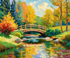 Impressionistic Art Print of Countryside Landscape with Bridge Over Stream