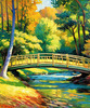 Impressionistic Art Print of Countryside Landscape with Bridge Over Stream
