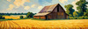 Impressionistic Art Print of a Rustic Barn in Countryside Grain Fields