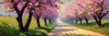 Printable Impressionistic Art of a Countryside Lane with Blossoming Trees