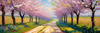 Printable Impressionistic Art of a Countryside Lane with Blossoming Trees