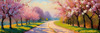 Printable Impressionistic Art of a Countryside Lane with Blossoming Trees