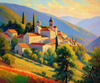 Impressionistic Painting of a Secluded Monastery in Color-Drenched Countryside
