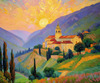 Impressionistic Painting of a Secluded Monastery in Color-Drenched Countryside