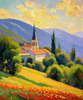 Impressionistic Painting of a Secluded Monastery in Color-Drenched Countryside