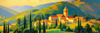 Impressionistic Painting of a Secluded Monastery in Color-Drenched Countryside