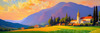 Impressionistic Painting of a Secluded Monastery in Color-Drenched Countryside