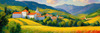 Impressionistic Painting of a Secluded Monastery in Color-Drenched Countryside