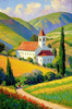 Impressionistic Painting of a Secluded Monastery in Color-Drenched Countryside