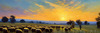 Impressionistic Twilight Shepherd and Flock in Rural Countryside Print