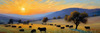Impressionistic Twilight Shepherd and Flock in Rural Countryside Print