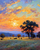 Impressionistic Twilight Shepherd and Flock in Rural Countryside Print