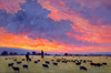 Impressionistic Twilight Shepherd and Flock in Rural Countryside Print