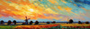 Impressionistic Landscape Print of a Countryside Windmill with Vivid Sky