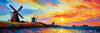 Impressionistic Landscape Print of a Countryside Windmill with Vivid Sky