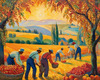 Printable Impressionistic Landscape of Harvest in Countryside with Autumn Colors