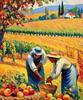 Printable Impressionistic Landscape of Harvest in Countryside with Autumn Colors