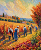 Printable Impressionistic Landscape of Harvest in Countryside with Autumn Colors