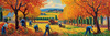 Printable Impressionistic Landscape of Harvest in Countryside with Autumn Colors